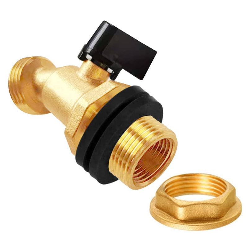 Uenede Solid Brass Water Container/Rain Barrel Faucets Spigot 3/4"G Male Inlet to 3/4"GHT Male Outlet with Quarter Turn Ball Valve Include Bulkhead Fitting and Washers - NewNest Australia