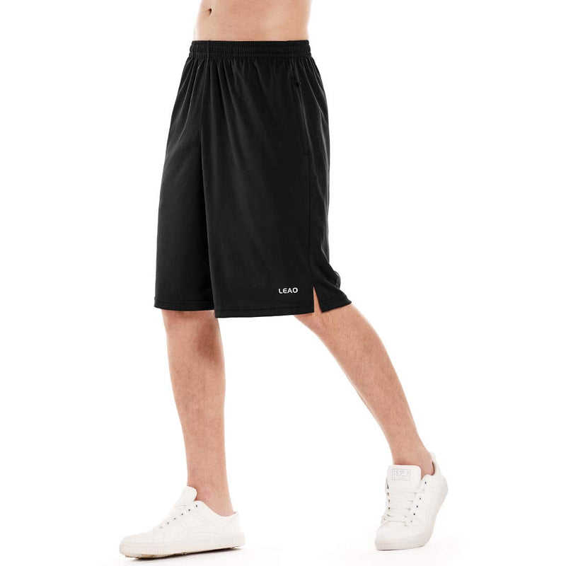 LEAO Men's Basketball Shorts with Zipper Pockets Quick Dry Loose-fit Sports Workout Running Shorts Black X-Large - NewNest Australia