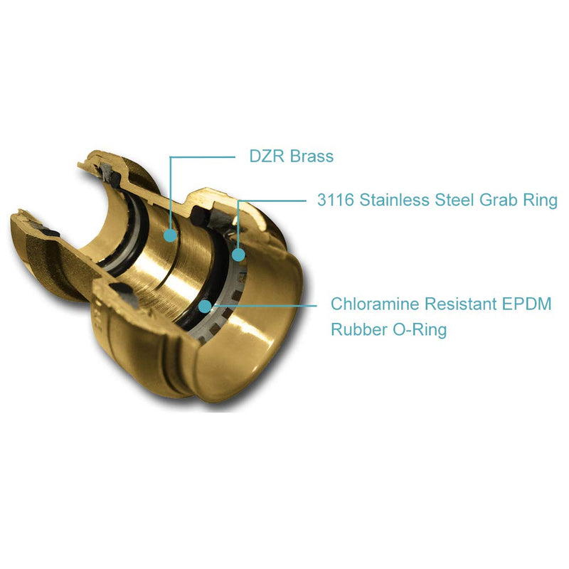 SharkBite U3523LFA Stop Valve Connector Plumbing Fitting, Compression Push-to-Connect PEX, Copper, CPVC, 1/4 inch (3/8 inch OD) x 3/8 inch - NewNest Australia