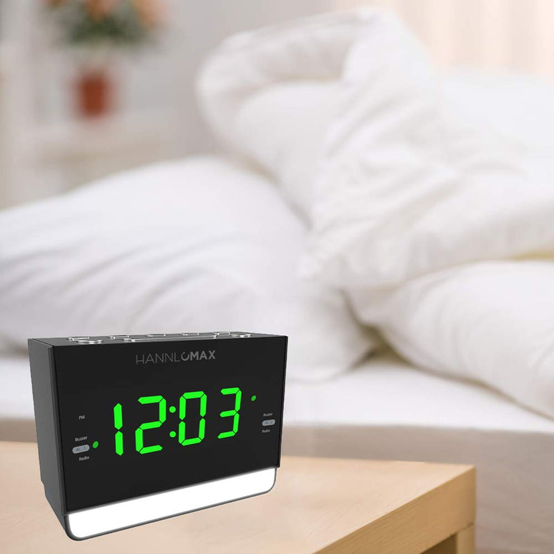 NewNest Australia - HANNLOMAX HX-128CR Alarm Clock Radio, PLL FM Radio, 1.2 inches Green LED Display, Dual Alarm, 6 Levels Night Light, USB Port for 1A Charging, AC/DC Adaptor Included 