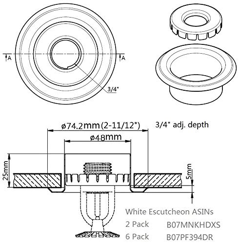 Happy Tree (6 Pack) 3/4 " IPS Fire Sprinkler Head Escutcheon Plate Standard Cover Two Piece Rosette White - NewNest Australia