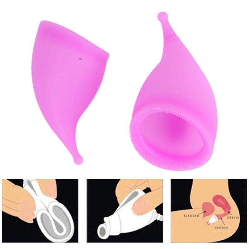 Menstrual Cup Set, Silicone Women Reusable Period Cup Collector Comfortable Lady Feminine Hygiene Cups - Alternative Protection to Tampons and Cloth Sanitary Napkins(Purple) Purple - NewNest Australia