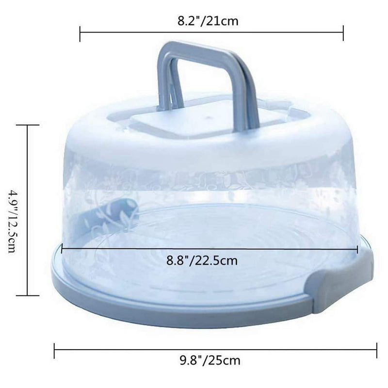 NewNest Australia - FEOOWV Plastic Small Cake Carrier Holder Cover Round Container with Collapsible Handles Suitable for 7 inch Diameter and 2.5 inch Height Cake (Blue) 7 inch Printed Round-Blue 