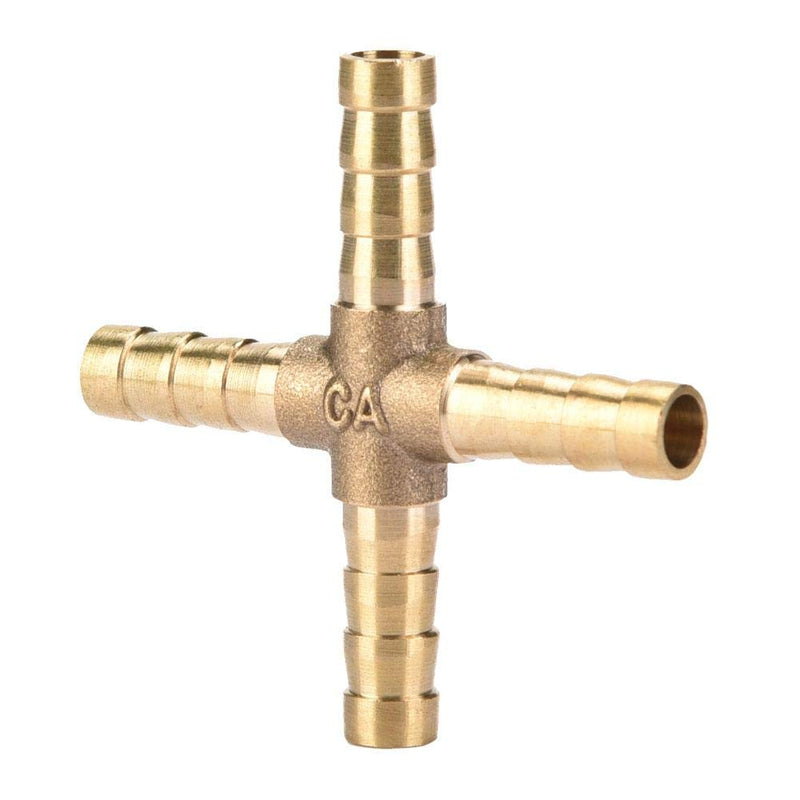 5pcs Brass 4 Way Hose Barb Cross Fitting Connector Joint Copper Barbed Adapter Air Water Oil Gas Fuel 6/8/10/12mm(6mm) 6mm - NewNest Australia