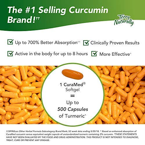 Terry Naturally CuraMed 375 mg - 60 Softgels - Superior Absorption BCM-95 Curcumin Supplement, Promotes Healthy Inflammation Response - Non-GMO, Gluten-Free, Halal - 60 Servings 60 Count (Pack of 1) - NewNest Australia
