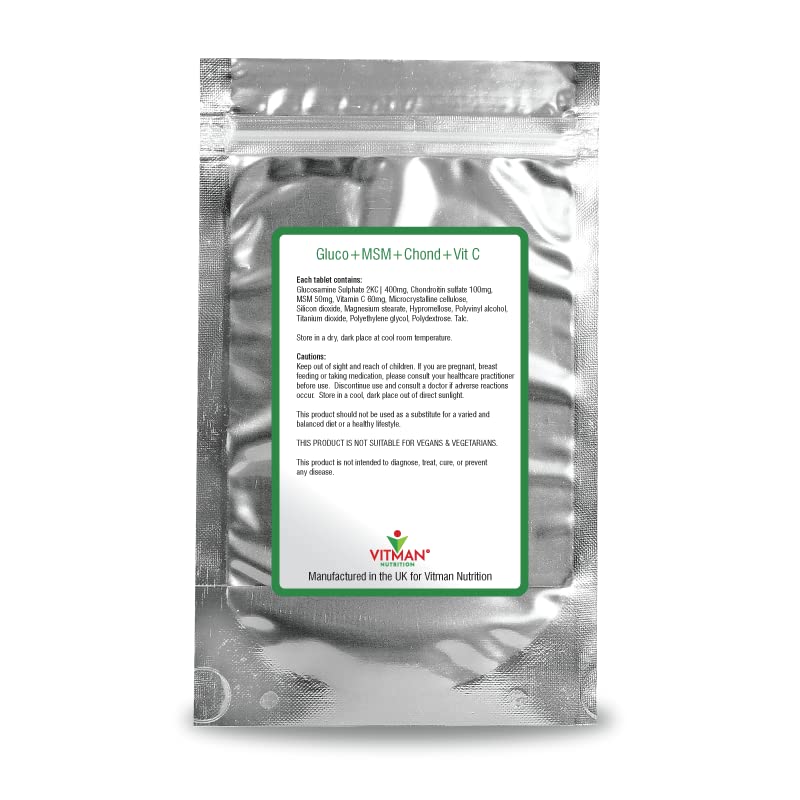Glucosamine and Chondroitin High Strength - with MSM Extra Absorbency Enriched with Vitamin C, Glucosamine Sulphate Chondroitin Sulphate Gluten-Free, GMP, 90 Food Supplement Tablets (90) - NewNest Australia
