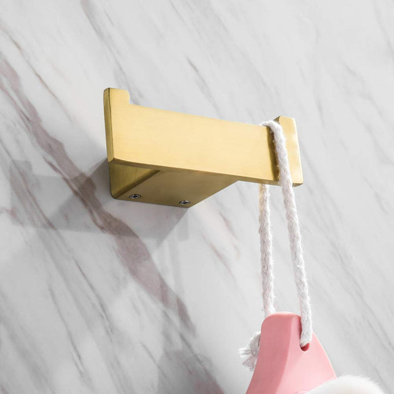 BATHSIR Gold Towel Hook, Robe Hook for Bathroom Wall Mount Brushed Gold Double Coat Hanger Stainless Steel Double Towel Look - NewNest Australia