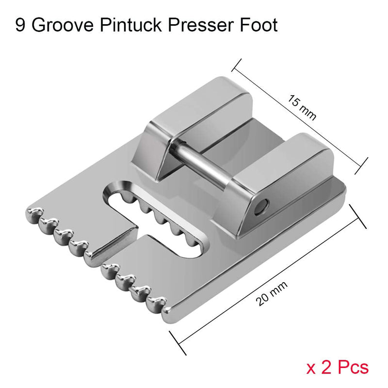 6Pack Twin Needle Double Needle with 2 PCS 9 Groove Pintuck Presser Foot 3 Size 2/90 3/90 4/90 by HOWRIN - NewNest Australia