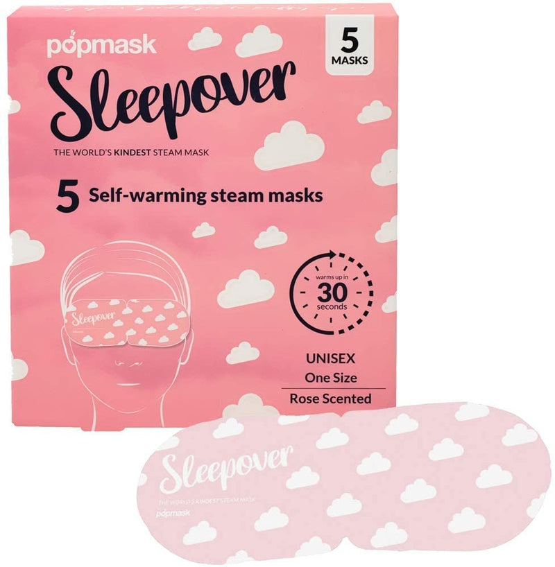 POPBAND Popmask Scented Self Heating Eye Mask for Sleeping - Warms In 30 Seconds, Natural Heat Source, Lasts For 20 Minutes - Pack of 5 ROSE Cotton Eye Masks With Ear Loops - NewNest Australia