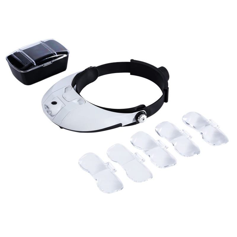 Meichoon Magnifying Glasses Head Mount Magnifier Double Led Lights 1 X 1.5 X 2 X 2.5 X 3.5 X 5 Lenses Magnifier With Batteries For Reading Maintenance Inspection Welding Embroidery Uc41 - NewNest Australia