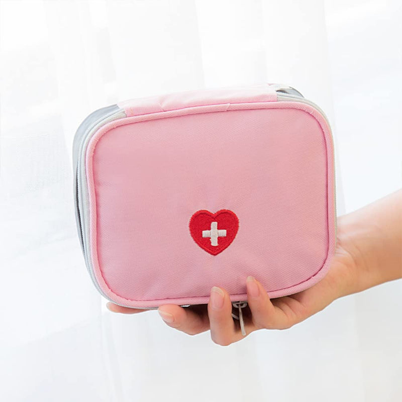 Pack Of 2 Small Medicine Bag, Portable Medicine Bag, First Aid Bag, Medicine Bag For On The Go, Medication Bag, Waterproof, For Outdoor Camping, Hiking (Grey/Pink) - NewNest Australia