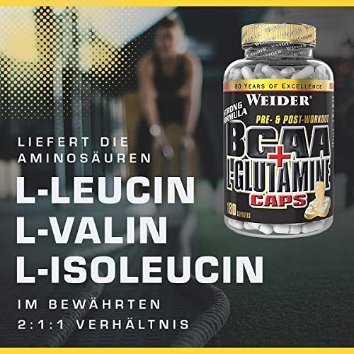 Weider Bcaa Capsules With Glutamine, High-Dose Amino Acid Capsules, Amino Complex For Fitness, Bodybuilding And Strength Training, Essential Amino Acids For Building Muscle, 180 Capsules - NewNest Australia