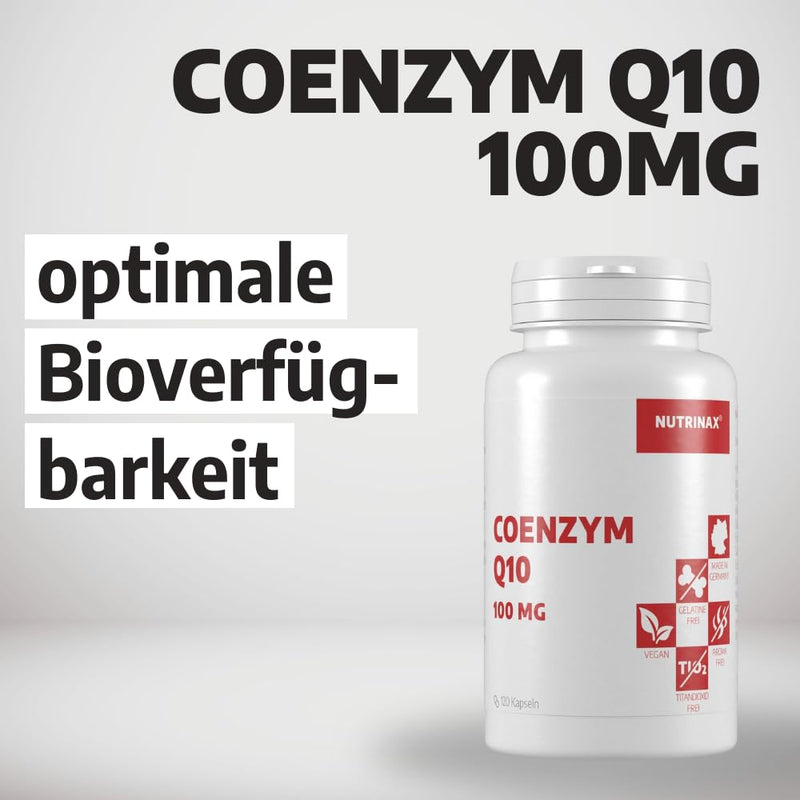 NUTRINAX | Coenzyme Q10 | 100mg Q10 per vegan capsule | 120 high-dose capsules | for 4 months | Made in Germany | vegan - without magnesium stearate - NewNest Australia