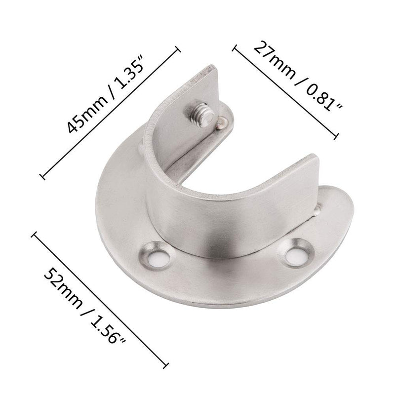 Ulifestar Stainless Steel Closet Rod Holder, Shower Curtain Rod Sockets Rod Flange Shelf Brackets,Heavy Duty Furniture Hardware Metal Shower Wardrobe Pole Holder Support,25mm Dia (2 PCS) 2 PCS - NewNest Australia