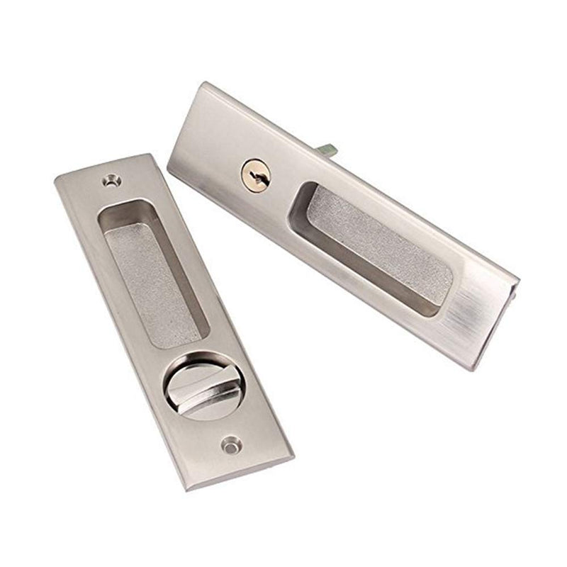 GIFSIN Sliding Barn Door Mortise Latch Lock Invisible Door Locks Handle with Keys for Sliding Barn Wooden Door Furniture Hardware 6.3 inches（Silver） Silver - NewNest Australia