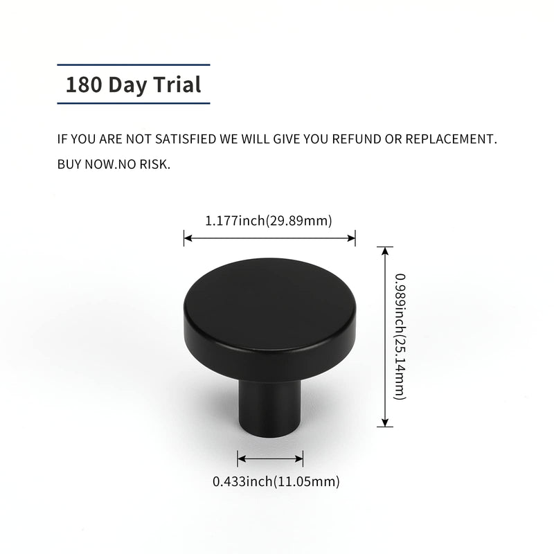 homdiy 10 Pack Matte Black Kitchen Door Knobs Kitchen Cabinet Knobs - Round Cabinet Door Knobs Black Cabinet Knobs Aluminum Alloy Single Hole Knobs for Cabinets and Drawers - NewNest Australia