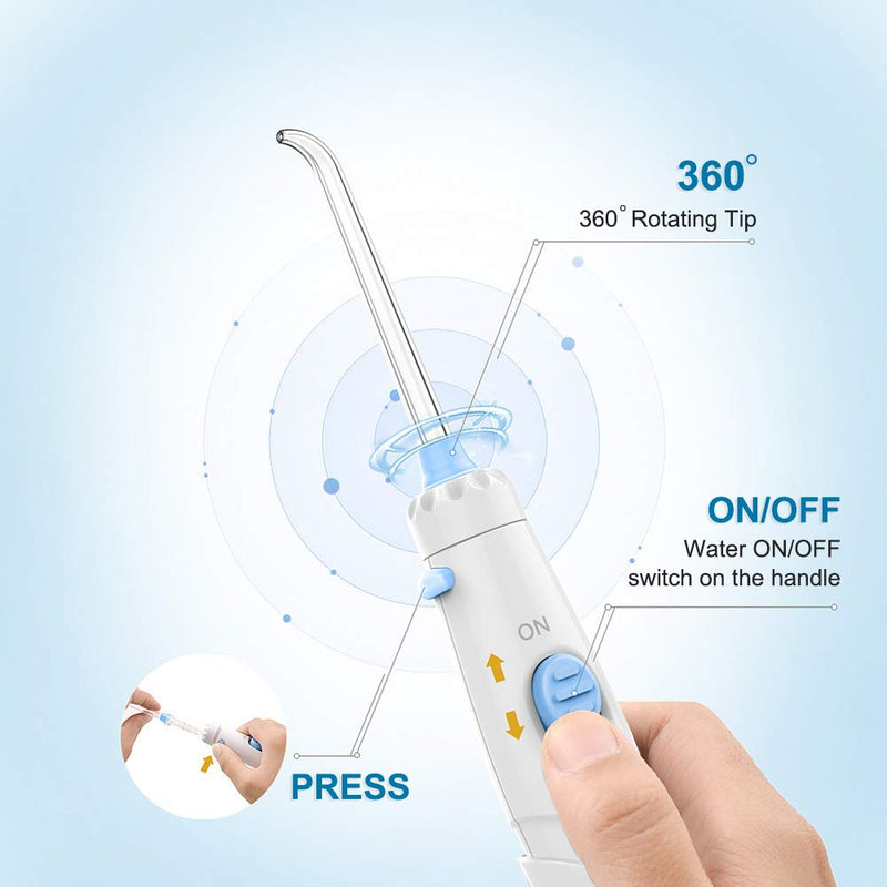 TUREWELL electric oral irrigator, professional oral irrigator with 10 adjustable water pressure values, 600ml capacity and 8 multifunctional nozzle tips (white) white - NewNest Australia