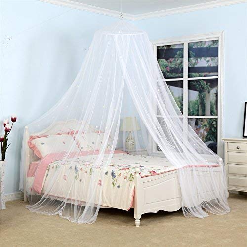 NewNest Australia - Bed Canopy with Fluorescent Stars Glow in Dark for Baby, Kids, Girls Or Adults, Anti Mosquito As Mosquito Net Use to Cover The Baby Crib, Kid Bed, Girls Bed Or Full Size Bed, Fire Retardant Fabric 