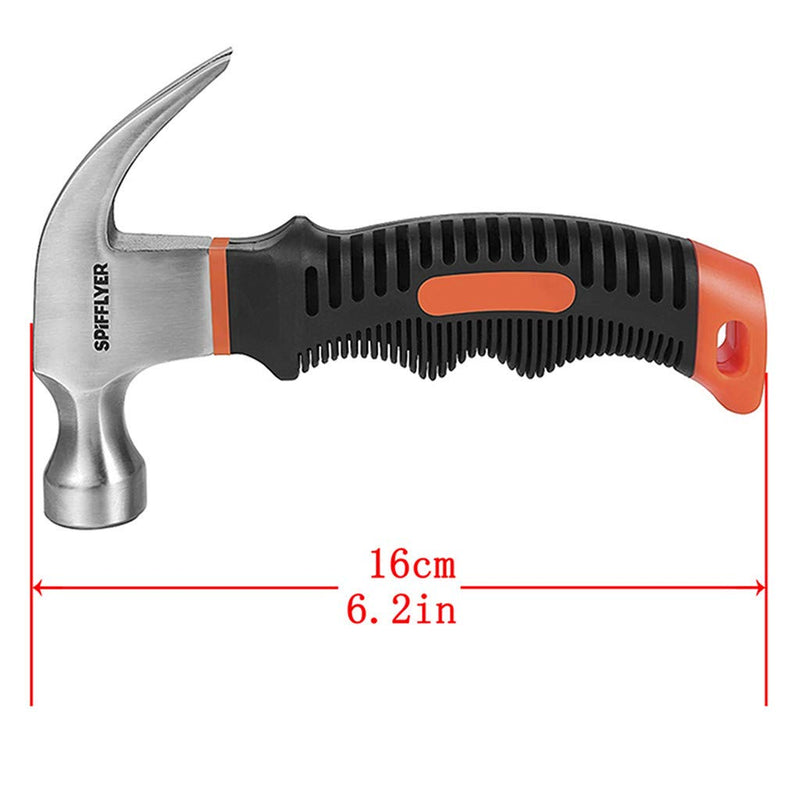 Spifflyer 8 OZ Small Claw Hammer Mini Stubby Hammers and Nails Tool, Bright Polished Head, Comfortable Soft Handle - NewNest Australia