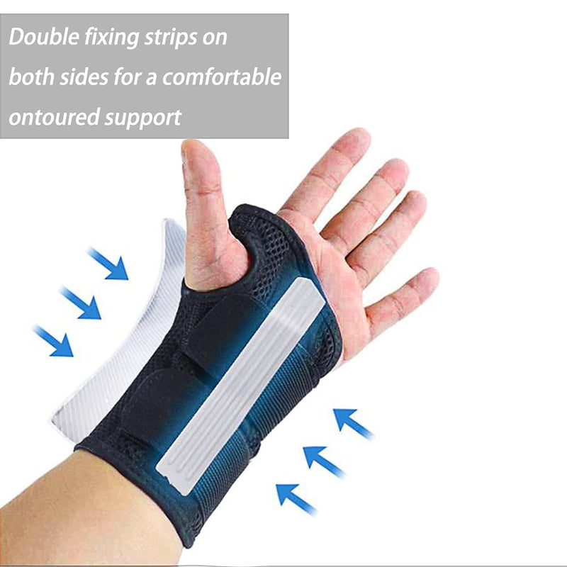 NuCamper Breathable Wrist Support Wrist Brace with Metal Splint Stabilizer Men Women Wrist Brace Adjustable Wrist Splint for Arthritis, Tendonitis, Sprain Black S/M Right Handed - NewNest Australia