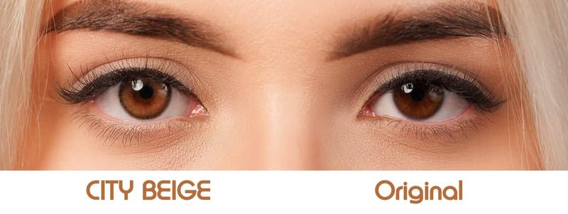 Charmiga Colored Contact Lenses Brown | Light Brown Annual Lenses Without Prescription | Pack Of 2 Brown Soft Colored Lenses + Container, Tweezers, Insertion Aid | Highly Opaque | City Beige 0.00 Dioptres - NewNest Australia