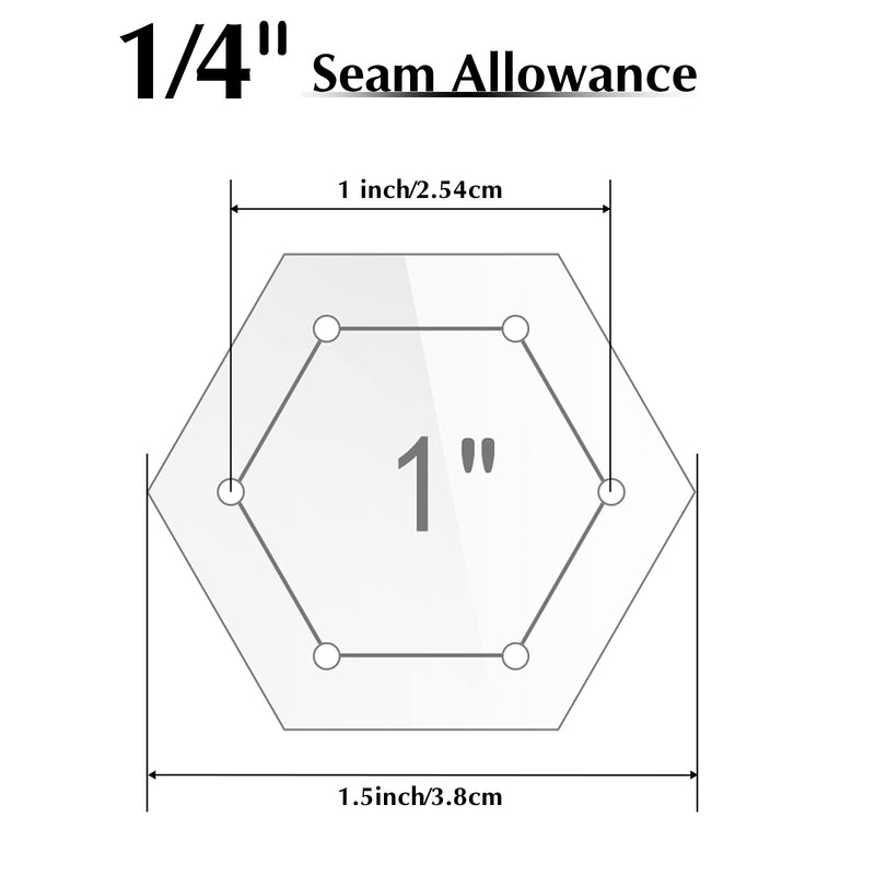 6 Pieces Hexagon Quilting Templates 1 Inch, 1.5 Inch, 2 Inch, 3 Inch, 4 Inch, 5 Inch with 1/4 Inch Seam Allowance, Acrylic Quilting Templates for DIY Quilting Sewing Crafts - NewNest Australia