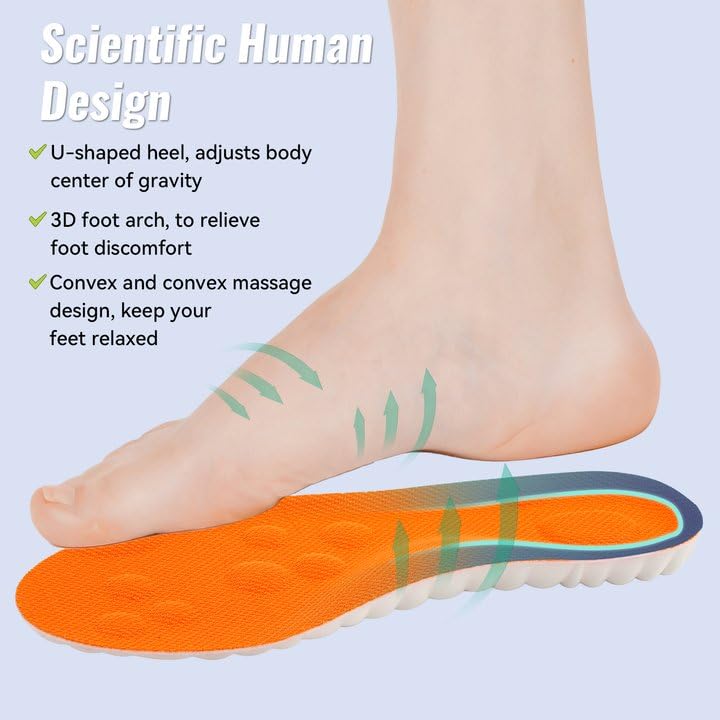 3 Pairs Orthopedic Insoles Women Men Arch Support Shoe Insoles Soft Breathable and Relieve Foot Pain for Flat Feet Plantar Fasciitis Suitable for Sports and Work Shoes Size 39-40 - NewNest Australia