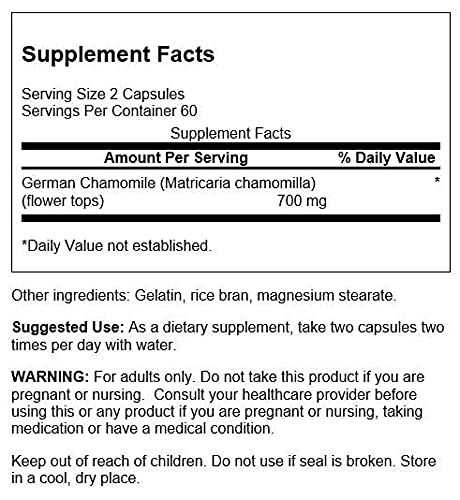 Swanson Chamomile Stress Support - Made with German Chamomile Flower - Herbal Supplement to Promote Stress, Relaxation and Sleep Support - Helps Easy Body and Mind - (120 Capsules) 1 - NewNest Australia