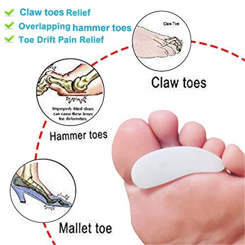 Mcvcoyh 10 Pack Hammer Toe Cushion - Hammer Toe Gel Pads for Toe Corrector & Straightener for Curled, Claw & Mallet Toe Relief - Right & Left Gel Support Crest Cushion White - NewNest Australia