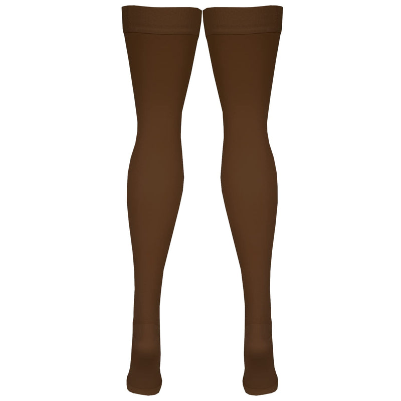 NuVein Medical Compression Stockings, 20-30 mmHg Support, Women & Men Thigh Length Hose, Open Toe, Brown, Small Small (1 Pair) - NewNest Australia