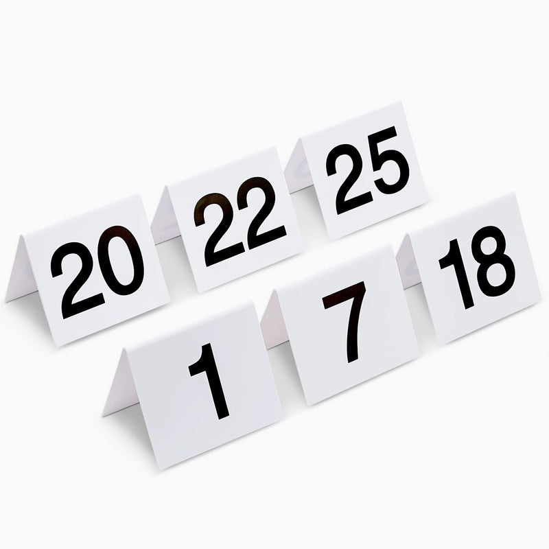 Restaurant Table Numbers 1-25 White, Tent Table Numbers (3 in x 3.5 in) - NewNest Australia