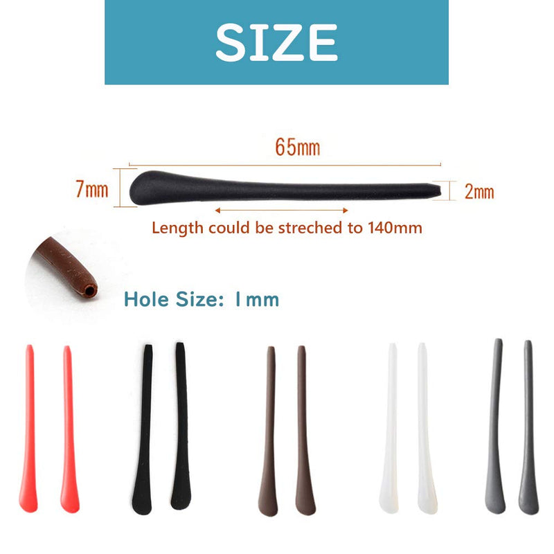 8 Pairs Eyeglass End Tips Ear Sock Pieces Anti-Slip Tube Replacement Tips Silicone for Thin Metal Eyeglass Legs, Black - NewNest Australia
