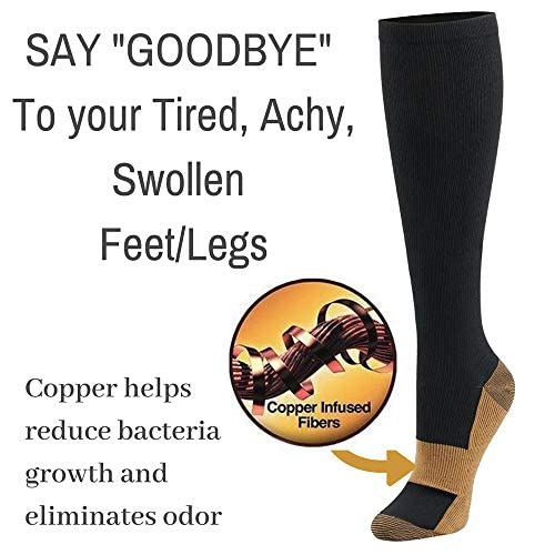 3 Pirs Copper Compression Socks for Men & Women (20-30 mmHg) Best Graduated Athletic Fit for Running, Nurses, Flight Travel & Maternity Pregnancy - Boost Stamina, Circulation & Recovery L/XL - NewNest Australia