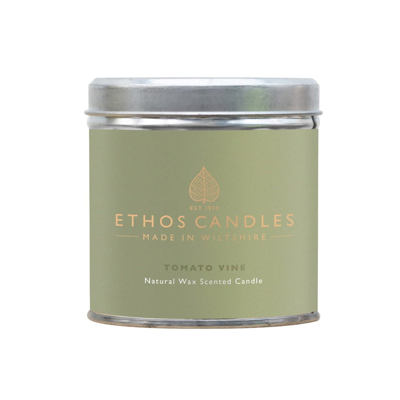Ethos Naturals Premium Scented Natural Wax Tin Candle - Tomato Vine Scent - Hand-Poured in UK - Burn Time 40+ Hours - Non-Toxic & Natural for Less Smoke & Slow Burn - NewNest Australia