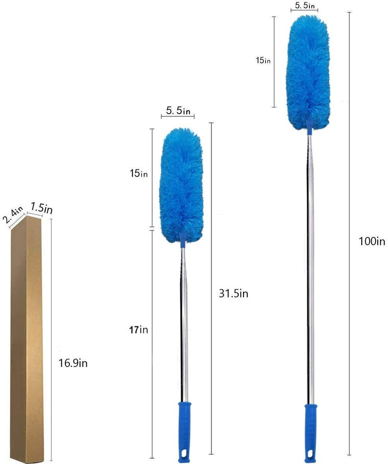 DELUX Microfiber Feather Duster Extendable Duster with 100 inches Extra Long Pole, Bendable Head & Long Handle Dusters for Cleaning Ceiling Fan, High Ceiling, Blinds, Furniture & Cars Blue - NewNest Australia