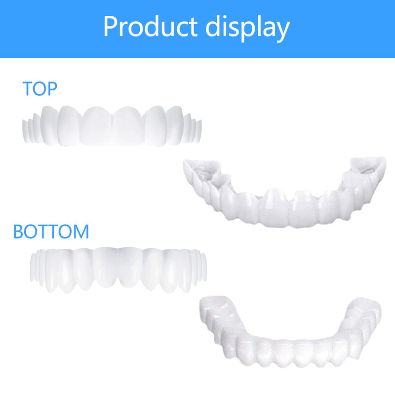 2 Pairs Instant Veneers Dentures, Cosmetic Veneers Teeth Temporary Dentures Fake Teeth Smile Teeth Veneers Top and Bottom Snap On Dentures Clip in Veneers Teeth for Men Women with Bad Teeth - NewNest Australia