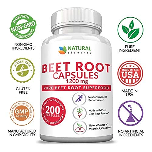 Beet Root Capsules - 1200mg Per Serving - 200 Beet Root Powder Capsules - Beetroot Powder Supports Blood Pressure, Athletic Performance, Digestive, Immune System (Pure, Non-GMO & Gluten Free) - NewNest Australia