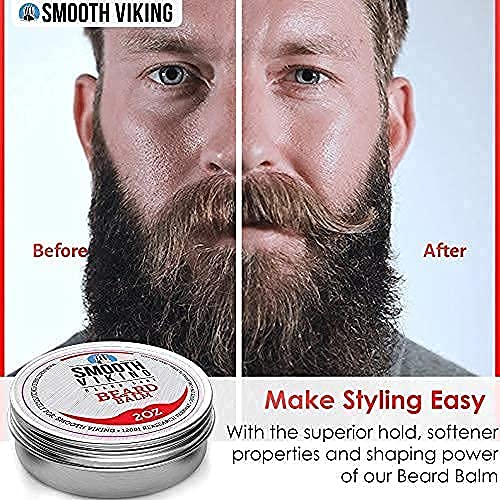 Beard Balm with Leave-in Conditioner- Styles, Strengthens & Thickens for Healthier Beard Growth, while Argan Oil and Wax Boost Shine and Maintain Hold- 2 oz Smooth Viking - NewNest Australia