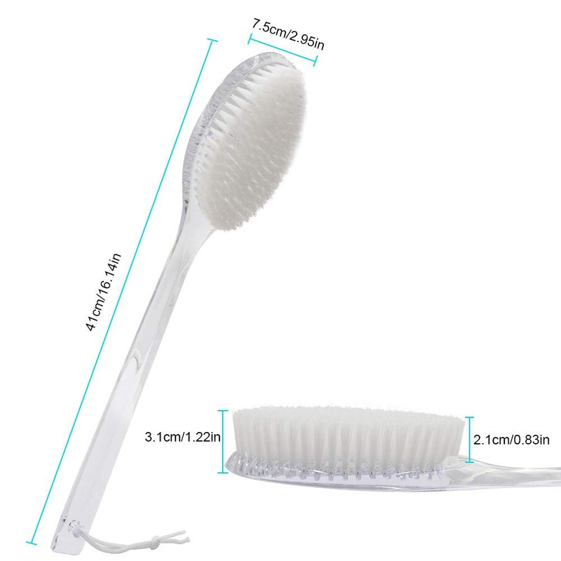 Mczcent Body Brush Dry Brushing Back Scrubber with Curved Plastic Long Handle Bath Shower Brush Dry Skin Exfoliating Cellulite Brush for men and women(Transparent Handle) - NewNest Australia