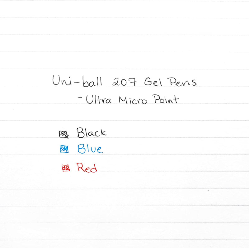 Uniball Signo 207 Retractable Gel Pens - Medium Point - 6 Black with 6 Blue Ink Pens (Total of 12 Pens) - NewNest Australia