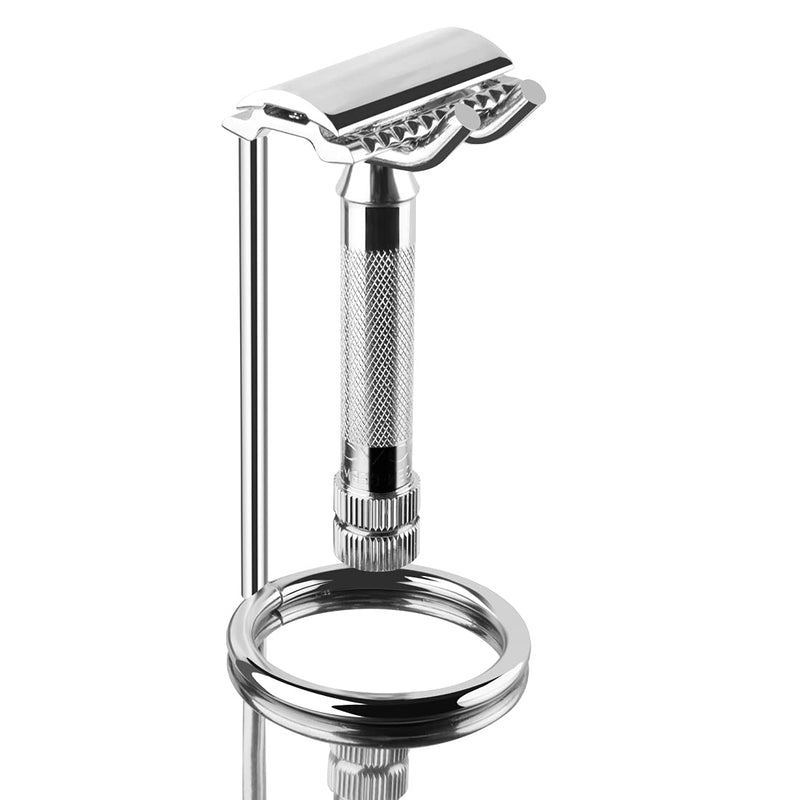 Linkidea Stainless Steel Safety Razor Stand, Brush Shaving Holder, Deluxe Men's Shaving Holder Base, Brush and Razor Holder Stand with Non-Slip Base (Height 3.7") 1 Prong - NewNest Australia