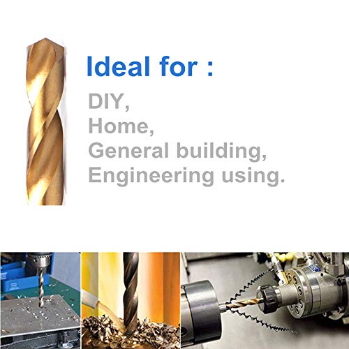 DRILLFORCE HSS Jobber Length 10 PCS,7/32" x 3-3/4"Titanium Coated Twist Drill Bits, Metal drill, ideal for drilling on mild steel, copper, Aluminum, Zinc alloy etc. Pack In Plastic Bag (7/32) - NewNest Australia