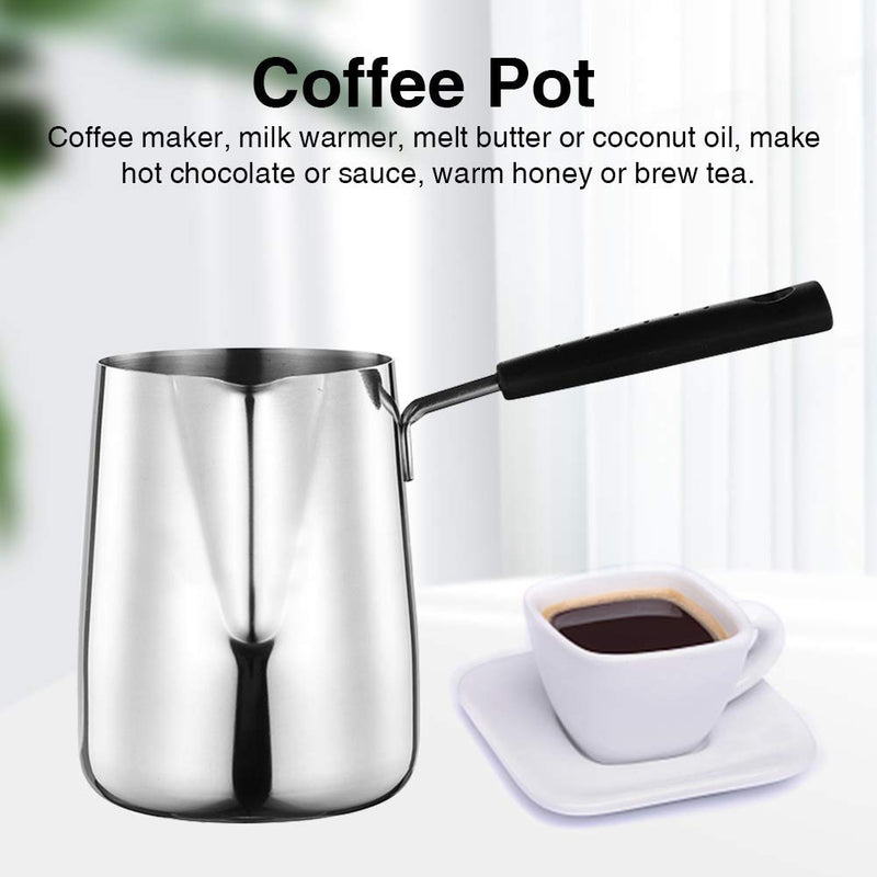 POHOVE Turkish Coffee Pot Stainless Steel Warmer Coffee Pot Coffee and Butter Warmer Espresso Coffee Decanter Long Handle Tea Warmer Milk Ergonomic Coffee Pot with Spout Home Restaurant 350ml - NewNest Australia