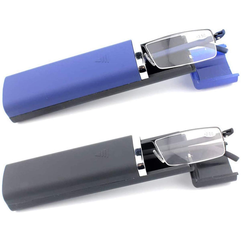 KoKoBin Pack of 2 Ultralight TR90 Reading Glasses for Men Women Classic Metal Visual Aid Half Rim Glasses Slim Style Glasses Reading Aid with Case and Glasses Cleaning Cloth +2.0 +2 Diopters (Pack of 2) - NewNest Australia