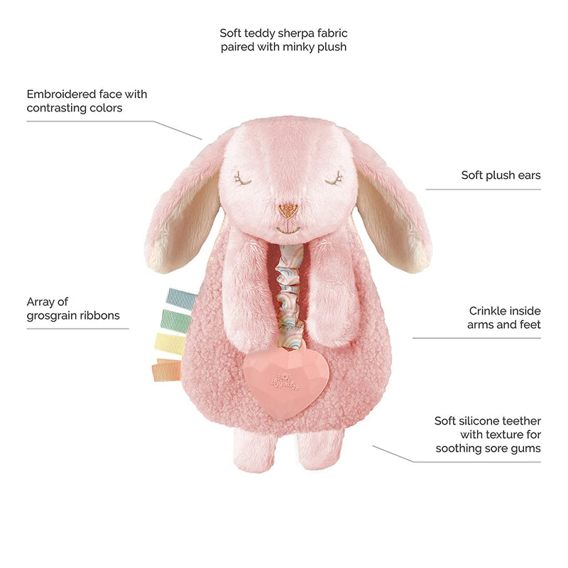 Itzy Ritzy - Itzy Lovey Including Teether, Textured Ribbons & Dangle Arms; Features Crinkle Sound, Sherpa Fabric and Minky Plush; Bunny - NewNest Australia