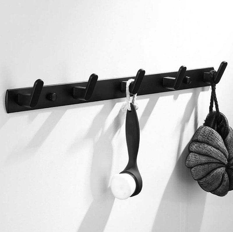 NewNest Australia - Spotcact Wall Mounted Coat Racks with 5 Hooks Hanging Holder Towel Rack 15"1.3" Modern Black Hanging for Clothes Entryway Bathroom 