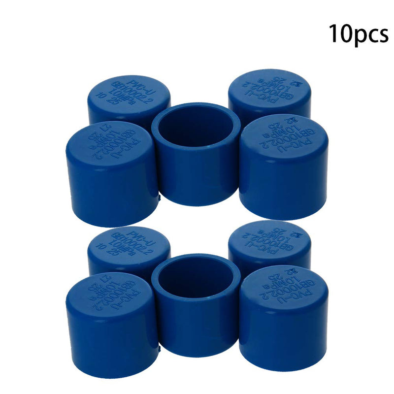 MroMax 25mm PVC Pipe Cap Fitting, Slip Socket External End Caps Tubing Post Marine Safety Stretchable Blue 10Pcs 10pcs 25mm - NewNest Australia