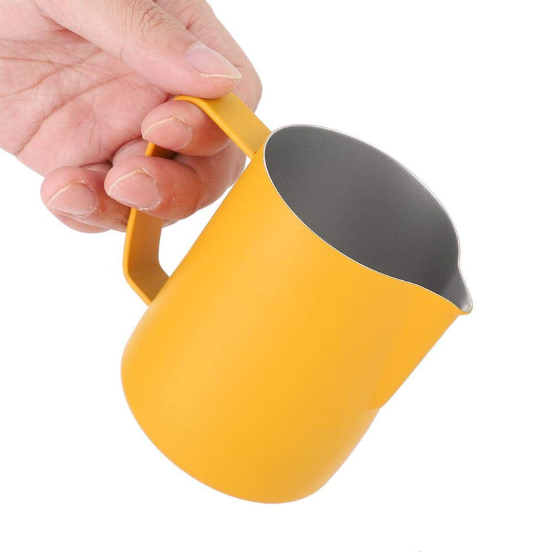 Coffee Latte Cup, Stainless Steel Milk Frothing Jug Frother Coffee Latte Container Cup Coffee Utensils 350ml (Yellow) Yellow - NewNest Australia