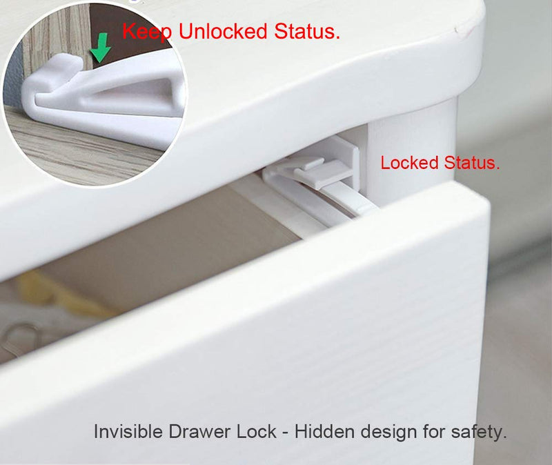 Child Safety Locks, Baby Proofing Drawers Locks, Coolrunner Baby Safety Invisible Drawer Latches with Strong Adhesive for Baby Care - No Tools or Drilling Required - NewNest Australia