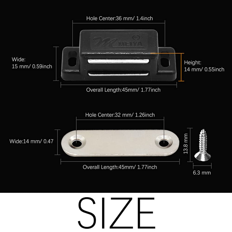 12 Pack Cabinet Magnets Magnetic Door Catch for Kitchen Bathroom Cupboard Wardrobe Closet Closures Cabinet Door Drawer Latch 15 lbs Screws Included (Black) Black - NewNest Australia